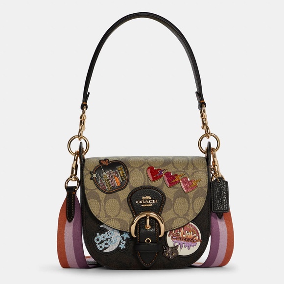 Coach Handbags - Coach Kleo Shoulder Bag 17 In Colorblock Signature Canvas With Disco Patches